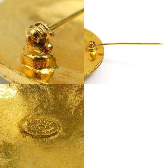 CHANEL Gold Logo Brooch